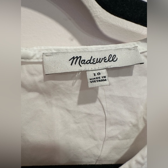 Madewell Poplin Crewneck Bubble-Sleeve Mini Dress |Size 10 | White | 100% Cotton - Picture 9 of 10